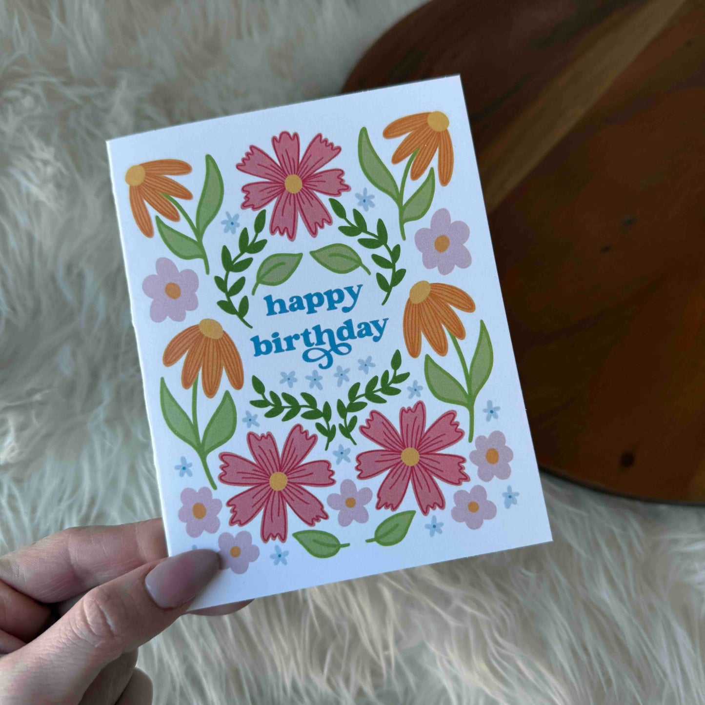 "Happy birthday" Cute Spring Floral Pattern Card